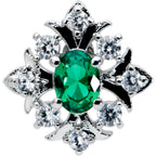 16G 1/4 Green Gem Ornate Art Deco Labret Monroe Tragus