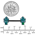 14G 1/2 Green Synthetic Opal Black Fall Leaf Nipple Ring Set