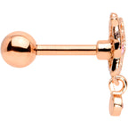 16G 1/4 Pink CZ Gem Rose Gold Tone Butterfly Cartilage Tragus