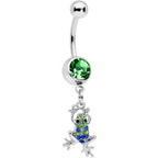 Green Blue Gem Fabulous Frog Dangle Belly Ring