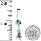 Green Blue Gem Fabulous Frog Dangle Belly Ring