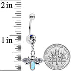 White Synthetic Opal Elegant Insect Dangle Belly Ring