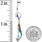 Aurora Green Gem Fancy Fashion Mermaid Dangle Belly Ring