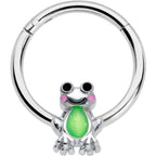 16G 3/8 Light Green Groovy Frog Hinged Segment Ring