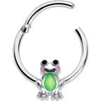 16G 3/8 Light Green Groovy Frog Hinged Segment Ring