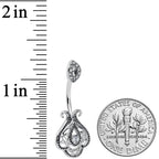 Clear Gem Art Deco Oval Scrollwork Double Mount Belly Ring