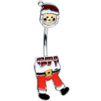 Santa Stuck in Chimney Christmas Double Mount Belly Ring