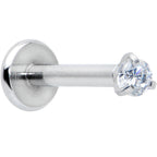 16G 5/16 Clear Gem 2mm Internally Threaded Labret Monroe Tragus