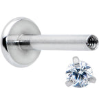 16G 5/16 Clear Gem 2mm Internally Threaded Labret Monroe Tragus
