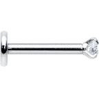 16G 5/16 Clear Gem 2mm Internally Threaded Labret Monroe Tragus