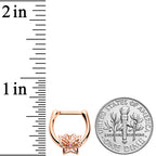 16G 5/16 Pink CZ Gem Rose Gold Tone Butterfly Cartilage Clicker