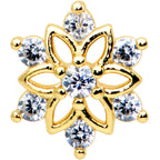 16G 1/4 Clear Gem Gold Tone Flower Snowflake Christmas Cartilage Tragus
