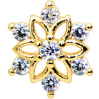 16G 5/16 Clear Gem Gold Tone Flower Snowflake Christmas Labret Tragus