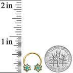 16G 3/8 Gold Tone Blue Orb Snowflake End Horseshoe Curved Barbell