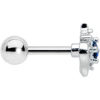 16G 1/4 Clear Blue Gem Oval Swirl Cartilage Tragus Earring
