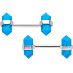 14G 5/8 Blue Turquoise Stone Hippie Barbell Nipple Ring Set