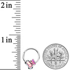 16G 3/8 Heart Pink Butterfly Hinged Segment Ring