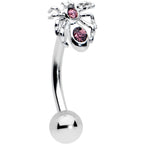 16G 5/16 Pink Gem Black Spider Witch Curved Eyebrow Ring Set of 3