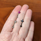 16G 5/16 Pink Gem Black Spider Witch Curved Eyebrow Ring Set of 3
