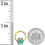 16G 3/8 Aqua Gem Gold Tone Snowflake Christmas Hinged Segment Ring