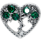 16G 5/16 Green Gem Heart Tree Valentine Labret Monroe Tragus
