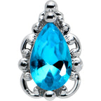 20G 1/4 Blue Gem Textured Art Deco Nose Bone