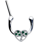 16G 5/16 Green Gem Heart Tree Valentine Cartilage Clicker