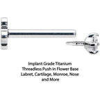 18G 5/16 Clear CZ G23 Titanium Threadless Flower Labret Tragus
