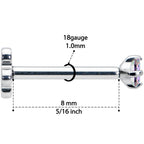 18G 5/16 Vitrail CZ G23 Titanium Threadless Flower Labret Tragus