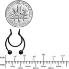 Black Horseshoe Ball Fake Septum Ring Nipple and Clip on Earring