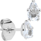 CZ Teardrop Clear Stainless Steel Stud Earrings 3mm to 7mm