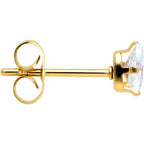 CZ Teardrop Clear Gold Tone Stainless Steel Stud Earrings 3mm to 7mm