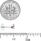 CZ Teardrop Pink Stainless Steel Stud Earrings 3mm to 7mm