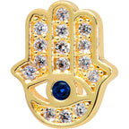 16G 5/16 Clear Blue Gem Gold Tone Eye Hamsa Labret Monroe Tragus