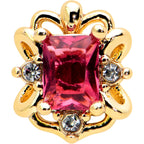 16G 5/16 Red Gem Gold Tone Regal Escutcheon Labret Monroe Tragus