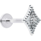 16G 5/16 Clear Gem Deco Textured Rhombus Labret Monroe Tragus