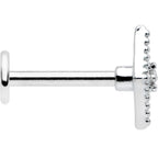 16G 5/16 Clear Gem Deco Textured Rhombus Labret Monroe Tragus