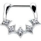 16G 3/8 Clear Gem Textured Rhombus Arc Cartilage Clicker Ring