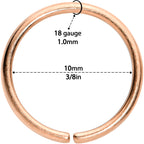 18G 3/8 Rose Gold Tone PVD Grade 23 Titanium Bendable Hoop Ring