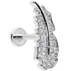 16G 5/16 Clear CZ Gem Feather Internally Threaded Labret Tragus