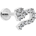 16G 5/16 Clear CZ Gem Half Heart Internal Thread Labret Tragus