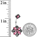 Pink Gem Baroque Rhombus Flower Double Mount Belly Ring