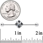 14G Clear Gem Floral Rhombus Baroque Industrial Barbell 38mm