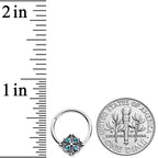 16G 3/8 Blue Gem Floral Rhombus Baroque Hinged Segment Ring