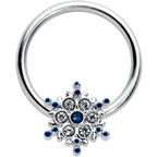 16G 3/8 Clear Blue Gem Festive Snowflake BCR Captive Ring