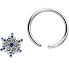 16G 3/8 Clear Blue Gem Festive Snowflake BCR Captive Ring