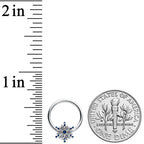 16G 3/8 Clear Blue Gem Festive Snowflake BCR Captive Ring