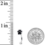 16G 5/16 Textured Black Paw Print Curved Eyebrow Ring