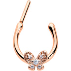 16G 5/16 Clear Gem Rose Gold Tone Beauty Butterfly Cartilage Clicker