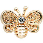 20G 1/4 Clear Gem Gold Tone Beauty Bee Nose Bone